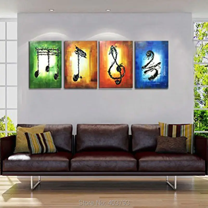 Большая Современная Абстрактная музыкальная Note 100% ручная роспись картина маслом