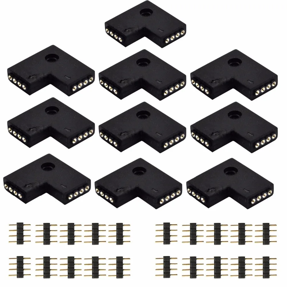 10X SMD5050/3528/2835 RGB Светодиодная лента L образный угловой разъем Гибкая меняющая цвет 4