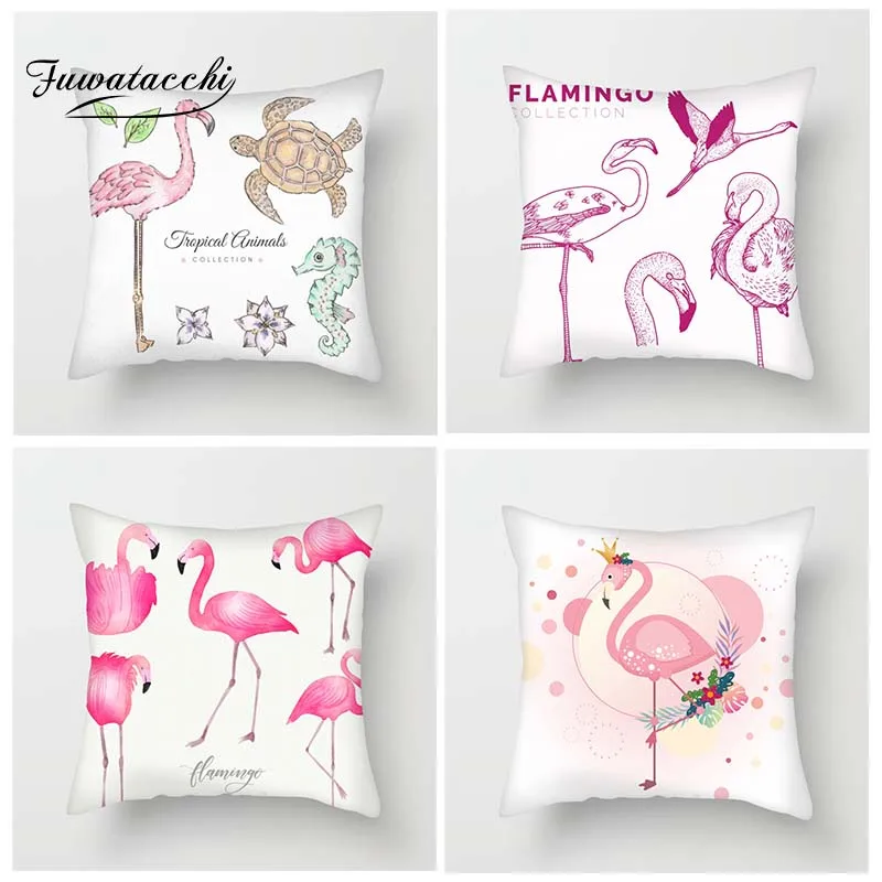 Fuwatacchi Подушка &quotфламинго&quot крышка розовый Фламинго неоновые зеленые