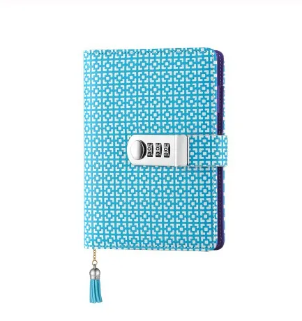 Спиральный личный дневник с кодом блокировки, блокнот, бумага, 100 листов, кожаный блокнот, канцелярские товары, офисные, школьные принадлежности, подарок - Цвет: Синий