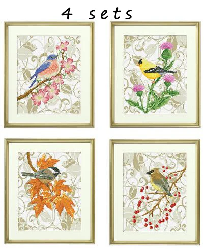 Набор счетных крестиков сезон: птица золотая рыбка черная в виде ветряных птиц