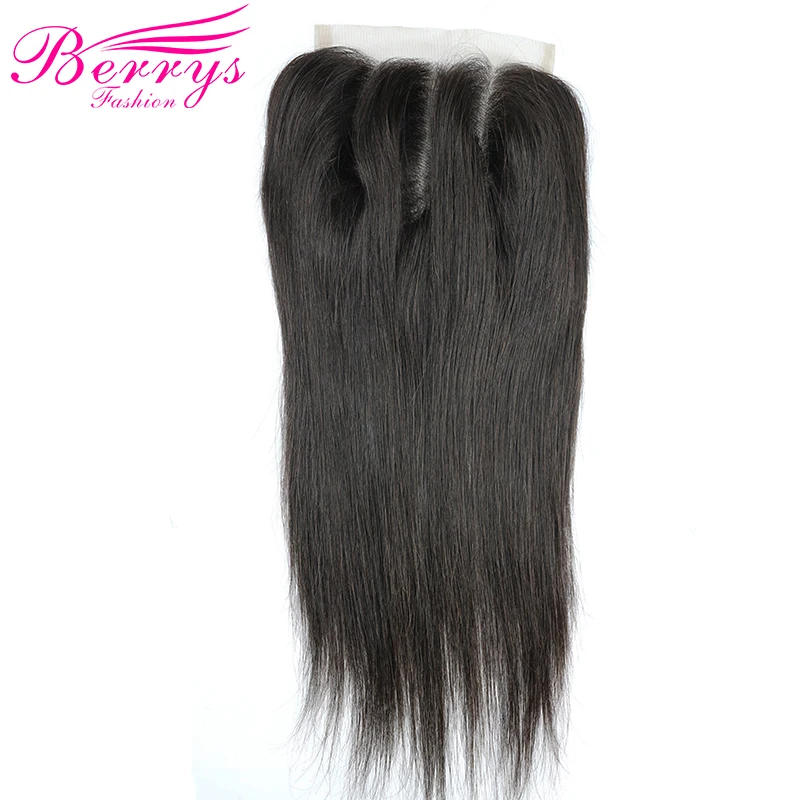 [Berrys Fashion] кружевная застежка 3 части 5x5 бразильские прямые волосы 100% человеческие