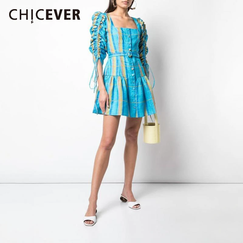 CHICEVER летние корейские платья с квадратным воротником женские