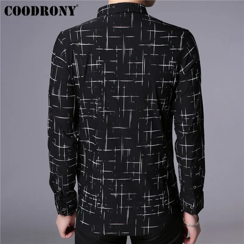 COODRONY, мужская рубашка, осень, Новое поступление, модная, в полоску, с длинным рукавом, хлопок, мужская рубашка, Бизнес Стиль, повседневные рубашки, Camisa Masculina 96030
