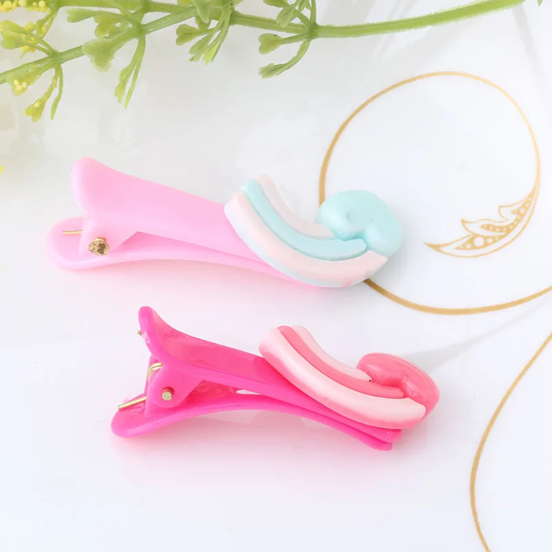 QC New Colorful Resin Baby Hairpins Bear Rabbit Ear Cute Brarette Children Hair Accessories Protect Well Lovely Clip | Детская одежда и