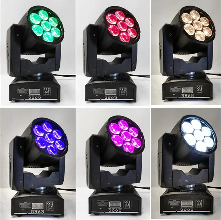 6 шт. Moving Head Света Zoom 16 канала DMX 7*12 Вт RGBW 4in1 Цвет смешивания DMX 7X12 Вт луч света перемещение головы свет профессиональный