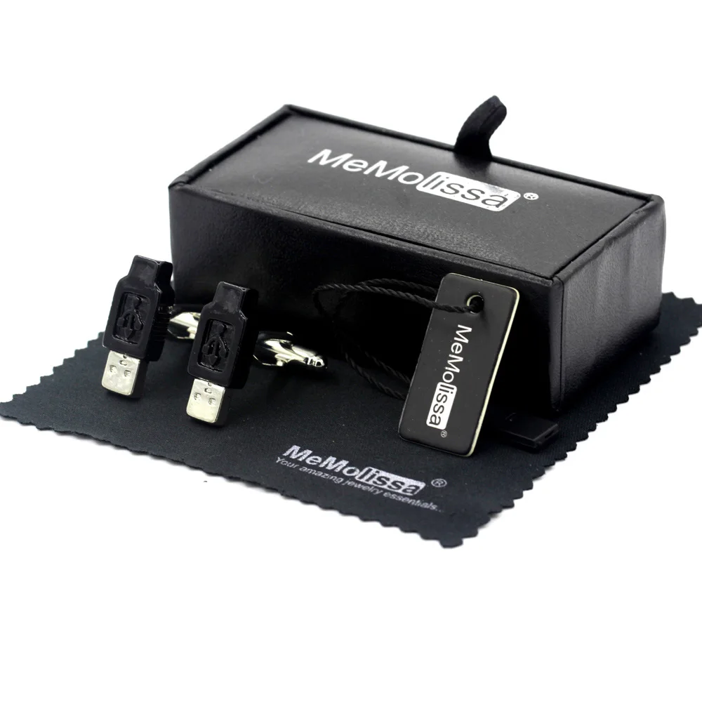 Мужские Запонки Для Манжет MeMolissa новый дизайн запонки из меди черные с USB-разъемом