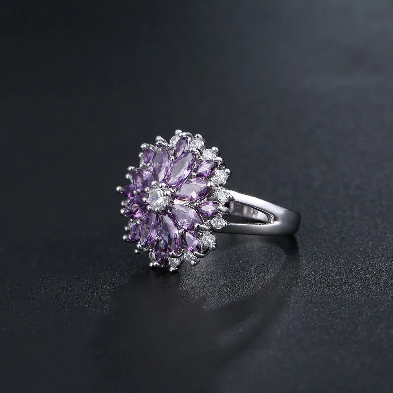 Мода 2017 г. цветок Форма фиолетовый Кольца для Для женщин Размеры 7/8/9 дамы любят