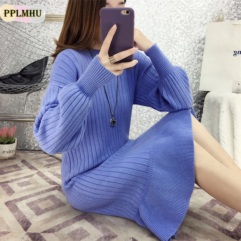 Женское вязаное платье Русалка 3XL размера плюс осенне зимнее свободное свитер с