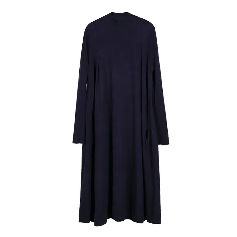 Женское вязаное платье с длинным рукавом удлиненное свитер свободного покроя