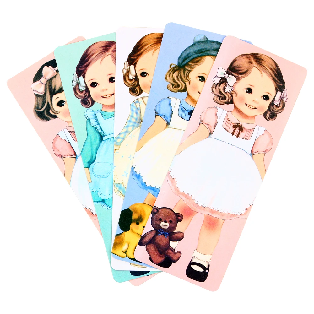 Cute Kawaii Curly Girl Dolls Paper Bookmark Cartoon Vintage Book Mark Stationery Gift Office School Supplies|paper bookmark|bookmark cartooncartoon