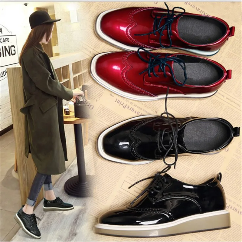 Осенне-весенняя женская обувь броги женские оксфорды британский стиль плоский