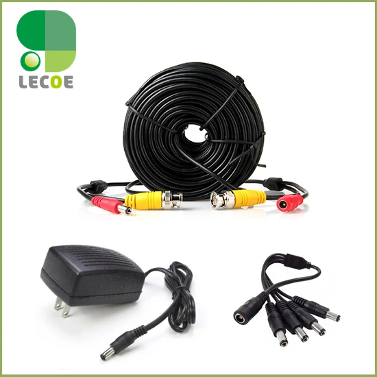 20m/65ft CCTV BNC Cable with DC plug Power extension cable+1 to 4 way splitter +12V 2A Supply for Camera | Безопасность и защита