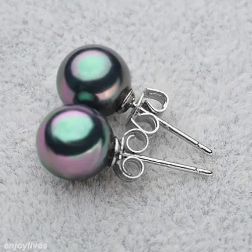 9 пар 10 мм черные белые розовые фиолетовые серые жемчужные серьги-гвоздики на