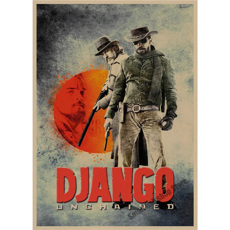 Светло-желтый Django Unchained Квентин Тарантино ретро плакат, крафт-бумага, бумага для бара, кафе, домашний Декор, живопись, наклейка на стену - Цвет: Светло-желтый