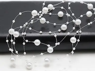 

10 Strands of 1.2 Meter White Pearl Beaded Garland Wedding Bouquet Decoration