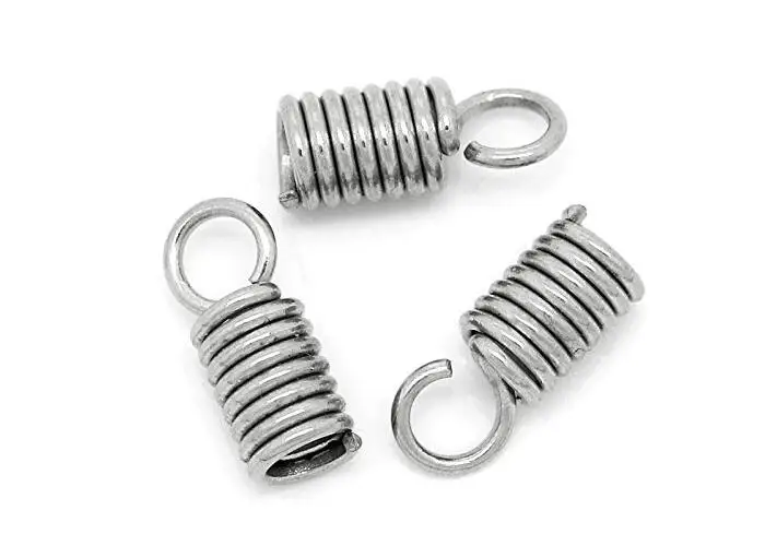 Hot sale New Jewelry Findings 20PCs Stainless Steel Spring End Caps Beading Tips Necklace For DIY Silver Tone Fit 2MM/3MM 2017 | Украшения