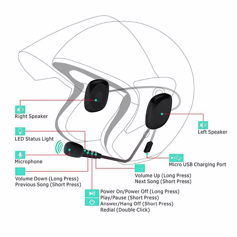 Водонепроницаемый Moto bluetooth 50 м Беспроводной анти помех Шлемы гарнитуры хэндс фри