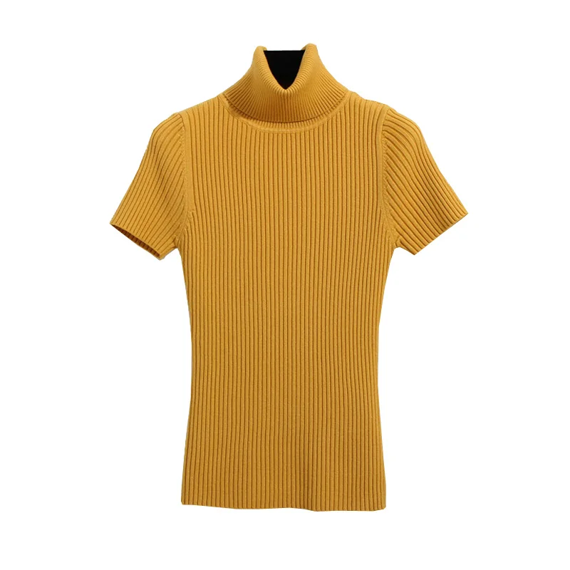 

quality new stretch slim half sleeve subcoating turtleneck sweater pure short sleeved sweater female sleeve head thick