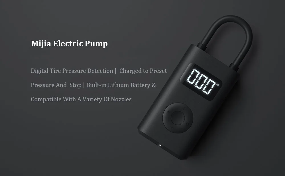 Xiaomi электрический воздушный насос Mijia перезаряжаемый насос 150PSI умный цифровой датчик давления в шинах для футбольного автомобиля велосипедный насос