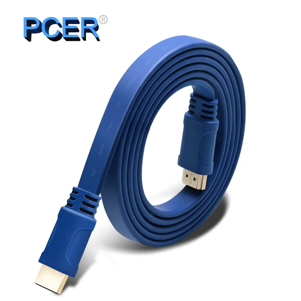 Плоский HDMI кабель PCER 1 4 2 0 V бескислородная медь 4K * 2K 3D изображение шнур Ультра HD