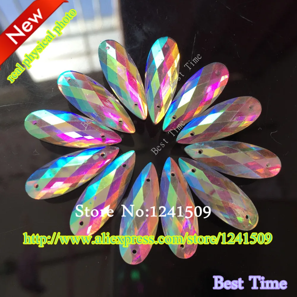 Блестящие прозрачные камни из смолы 2 отверстия белый цвет 8x22 м 200 шт. Пришивные