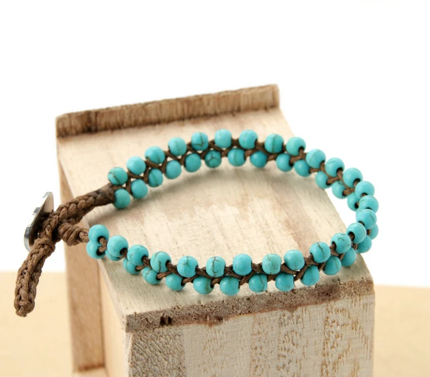 Женский браслет ручной работы из вощеного шнура с бусинами|wrap bracelet|bracelet handmadeboho