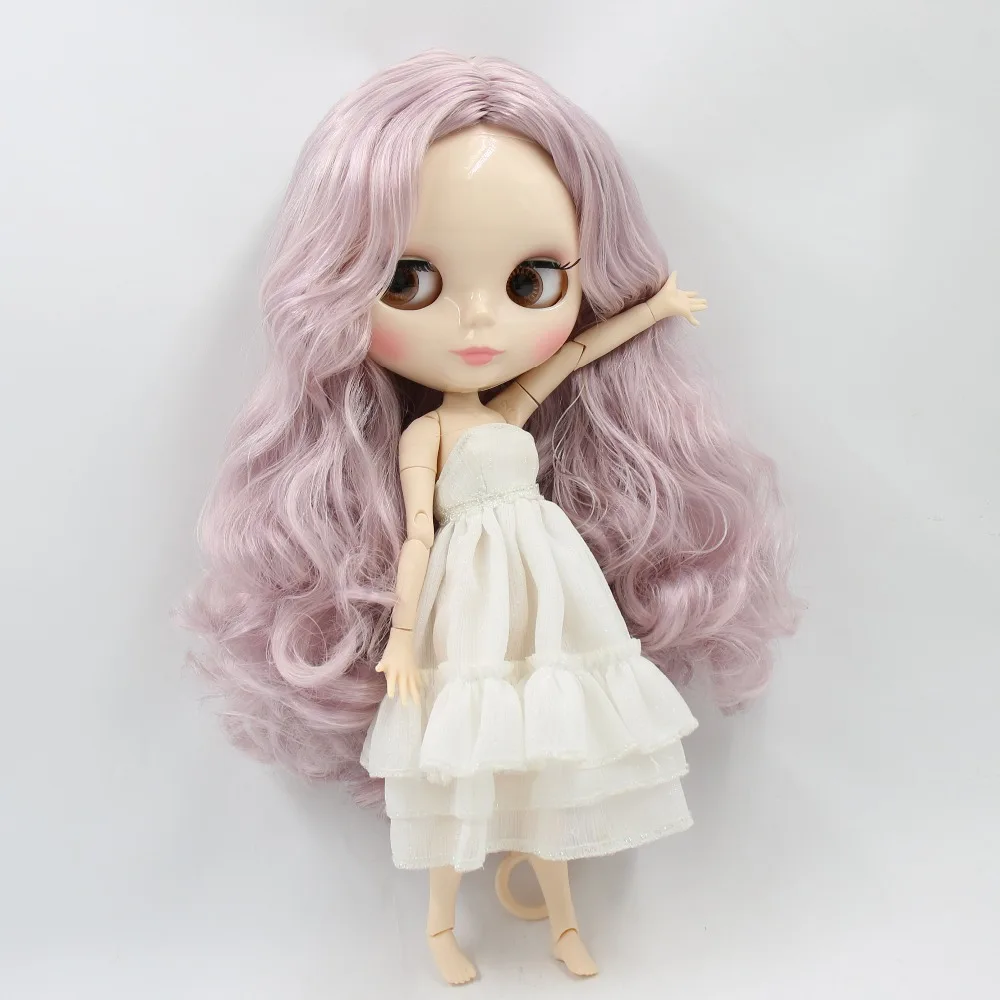 Ледяная кукла DBS Blyth 1/6 bjd шарнирное тело белая кожа розовый микс фиолетовые волосы