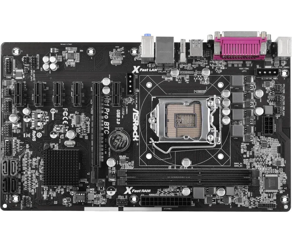 Б/у оригинальная материнская плата для ASRock H81 Pro BTC LGA 1150 DDR3 16 ГБ 22nm USB3.0 десктопная