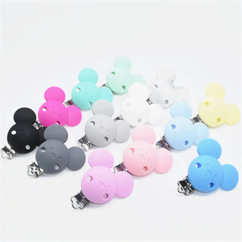 100 PCS Silicone Mouse Head Clips DIY Baby Shower Pacifier Dummy Teething Soother Nursing Jewelry Sensory Toy Mouse Clips