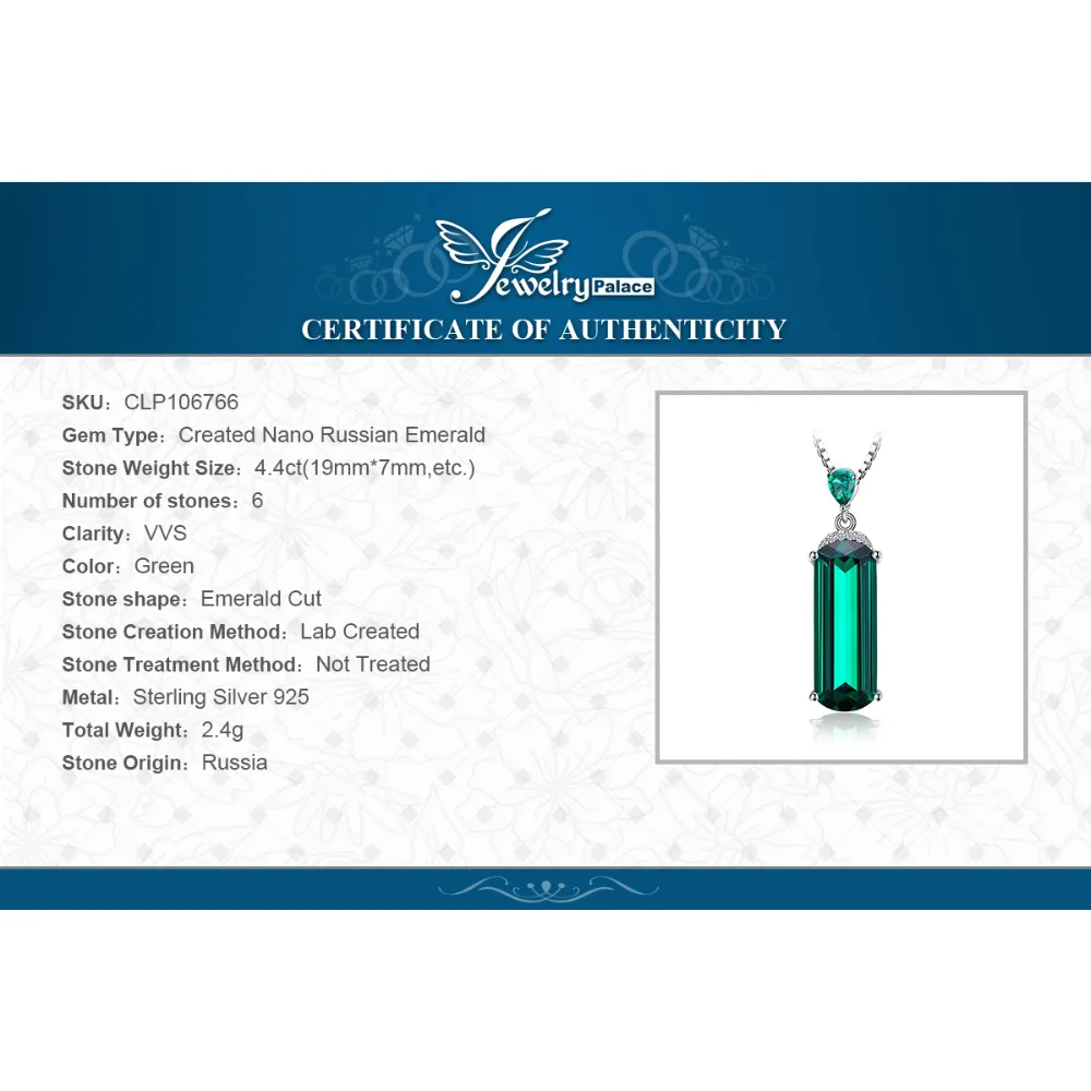 Jewelrypalace фантазии вырезать 4.4ct создания Изумрудный натуральная 925 Серебряный