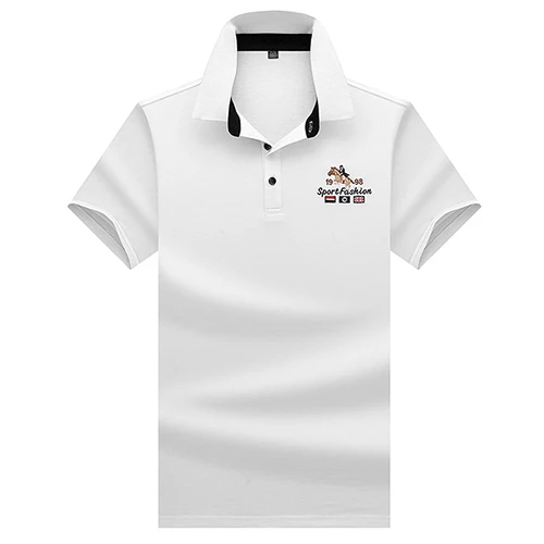 white Поло de qualite superieure hauts et shirts Hommes Daffaires hommes marques polo 3D broderie с отложным воротником col hommes polo - Цвет: white