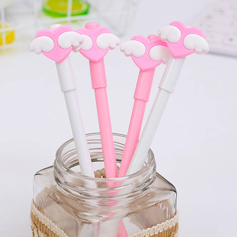 

1 Pcs Cute Fresh Loving Wings Black Neutral Pen Stationery Office Signature Chalk Girl Heart Student Pen