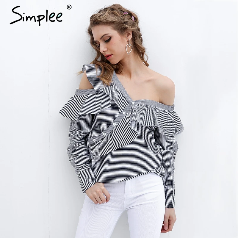 Женская блузка Simplee с открытым плечом женские топы 2019 летние блузки и рубашки