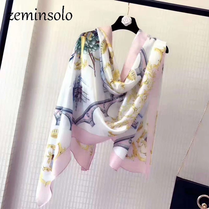 Фото Женский 100% натуральный шелковый шарф шаль женские шелковые шарфы тонкая модель