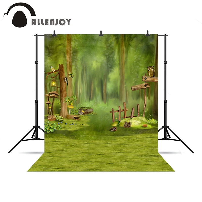 Allenjoy фон для съемок зеленый детский фотостудии с птицами и деревом|backgrounds for photo
