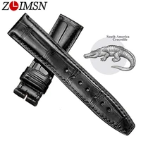 zlimsn black alligator leather watch band strap men women luxury crocodile leather watchband 12mm 26mm can be customized size
