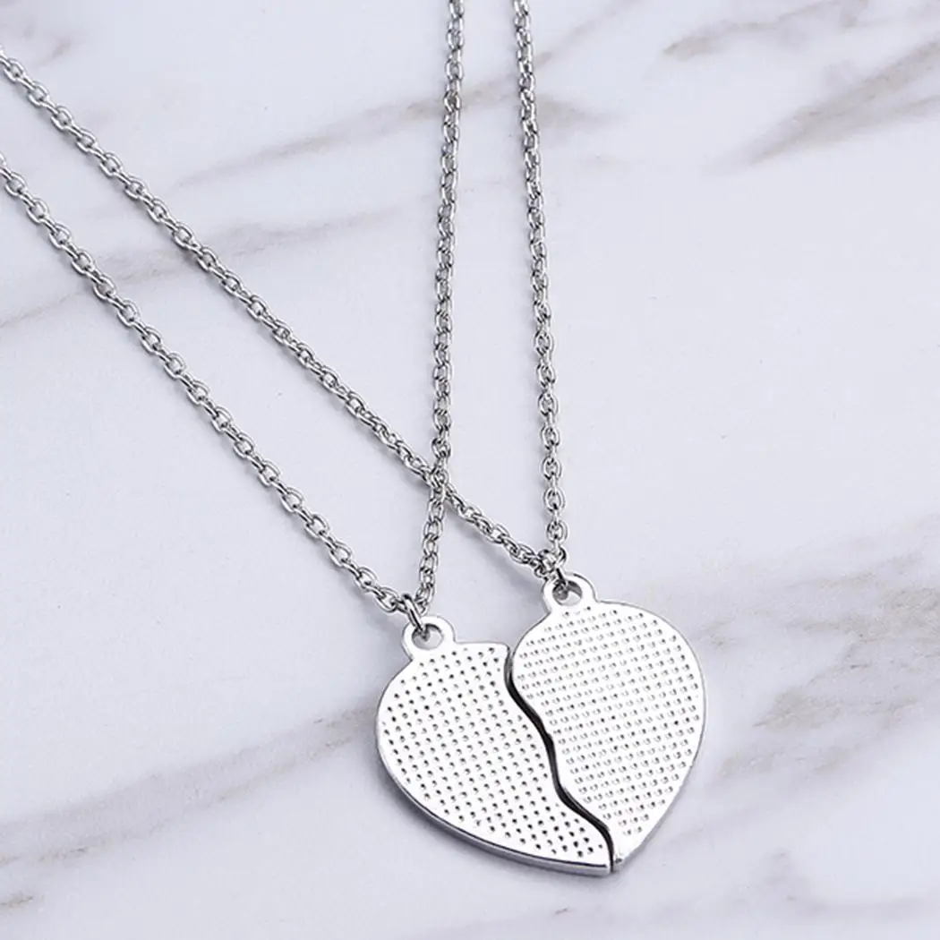 New Fashion Good Friends Heart Shape 31mm Charm Link Chain Jewelry Pair of Necklace(2pcs) Necklace Silver | Украшения и