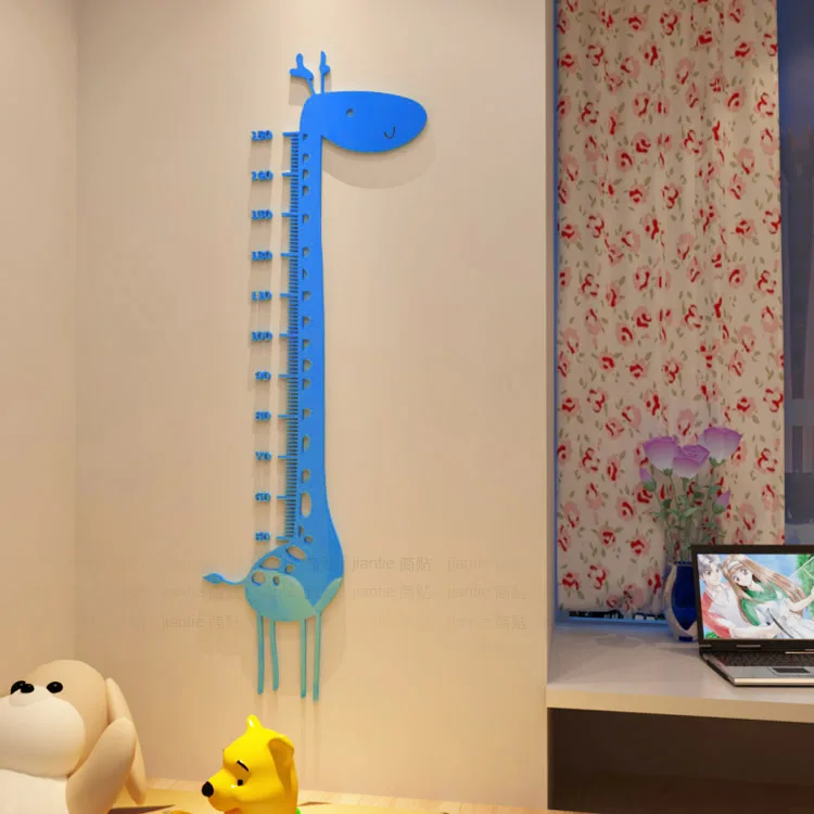 

Cartoon Giraffe height wall stickers Kindergarten Children's room creativity Height ruler Acrylic 3D decorative wall stickers