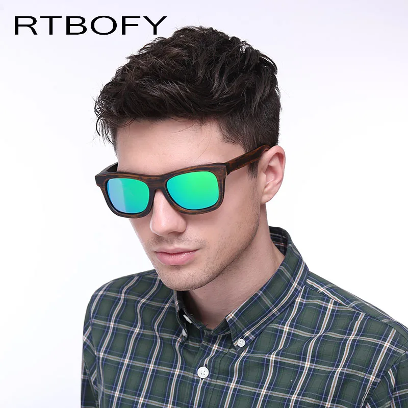 RTBOFY деревянные солнцезащитные очки мужские бамбуковые винтажные HD поляроидные