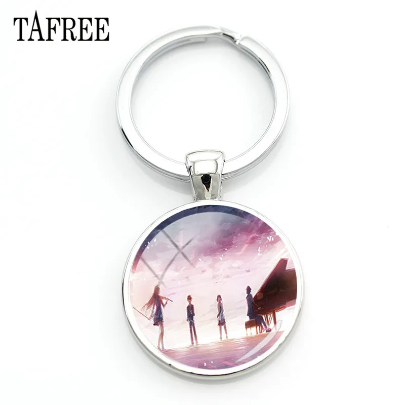 TAFREE стеклянные кабошоны &quotАниме&quot Your Lie в апреле брелок для ключей пианист