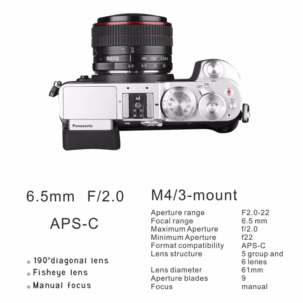 Meike MK 6 5 мм f2.0 Круглый Объектив рыбий глаз для фотоаппаратов Olympus Panasonic Micro 4/3|lens for