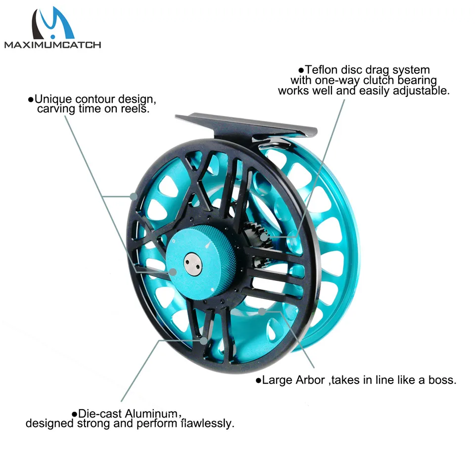 Maximumcatch TimeFly 5/6/7/8wt Fly Reel CNC обработанный алюминиевый тефлоновый диск Drag System