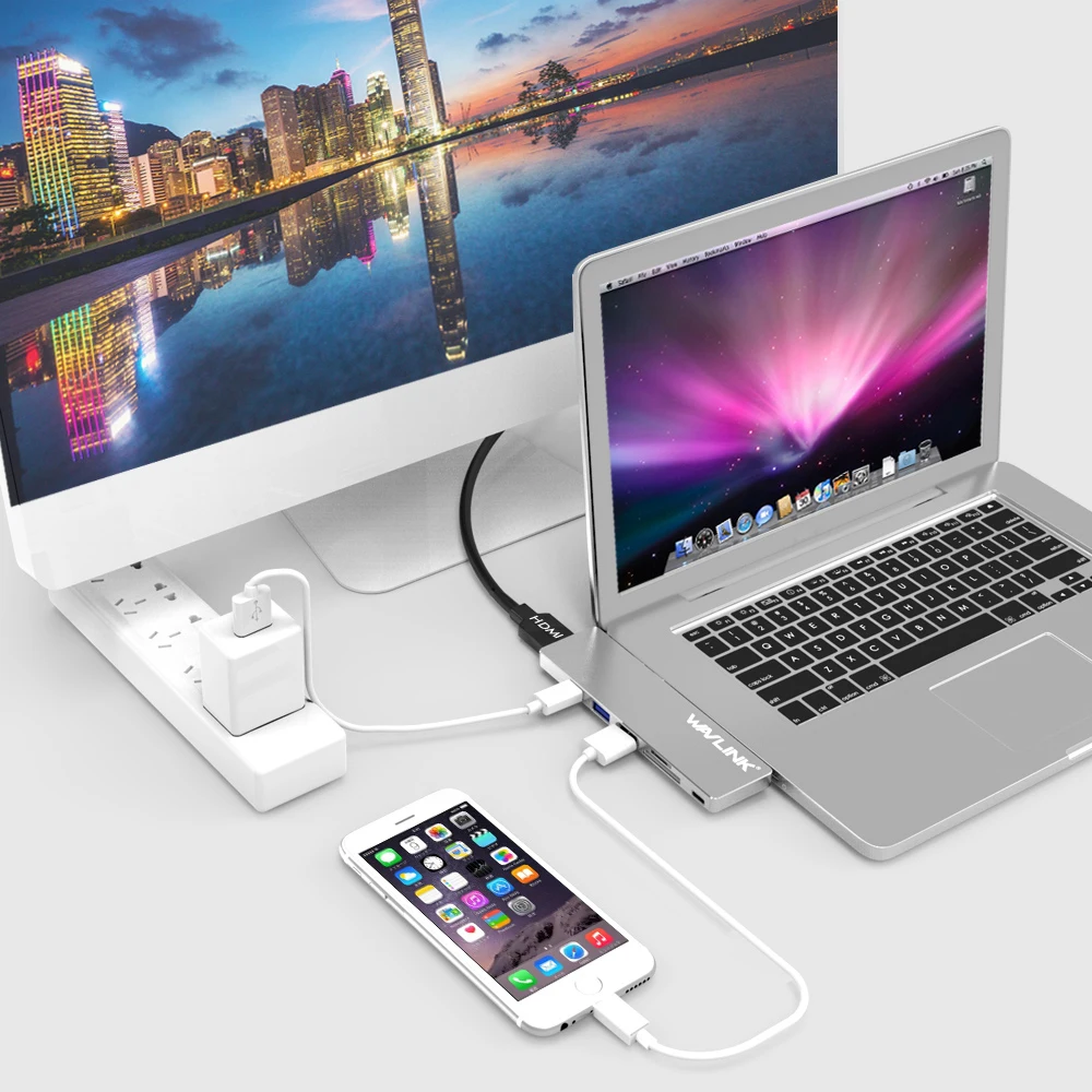Wavlink USB C концентратор к HDMI 4K адаптер с SD/Micro SD кардридер A 3 0 питания для MacBook