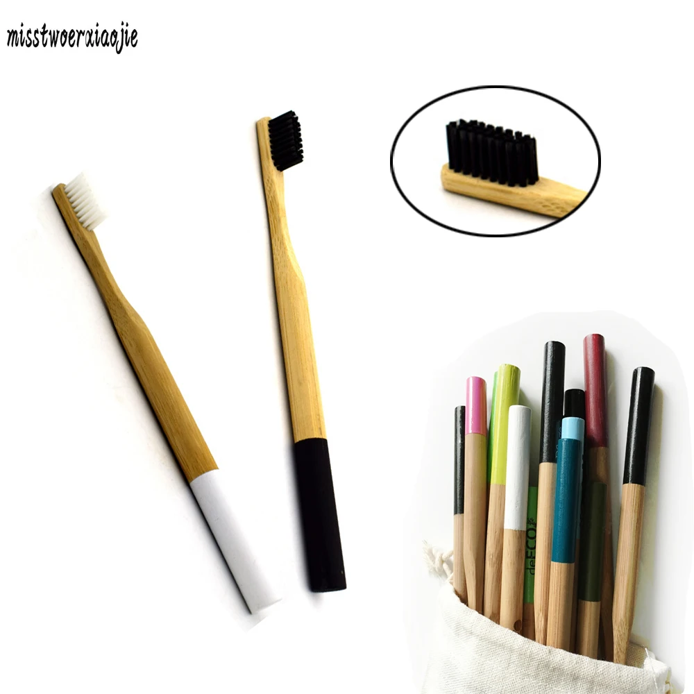 

Round Wooden Handle Toothbrush Bamboo Charcoal Soft Brush Head Adult Travel Tooth Set Oral Care Tongue Scraper Home Travel Hotel