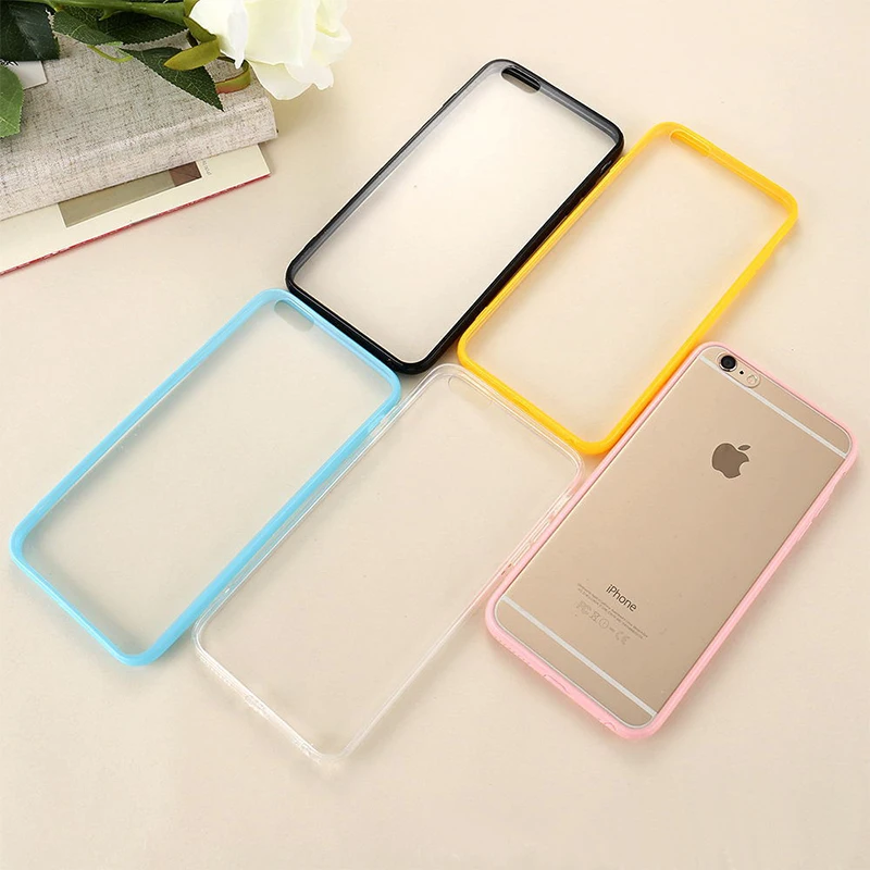 Ударопрочный ультратонкий прозрачный мягкий силиконовый чехол с цветной рамкой