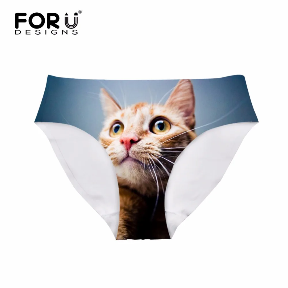 FORUDESIGNS женский сексуальный бесшовный Трусики милый кот 3D печать нижнее белье трусы женские модные женские трусы нижнее белье Calcinha