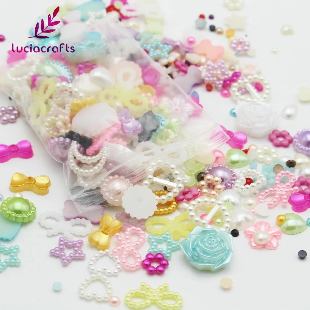 Lucia crafts 20 г/лот 2-14 мм случайный смешанный стиль жемчуг плоские для альбома бусины DIY ногтей принадлежности для одежды/сумок F0311