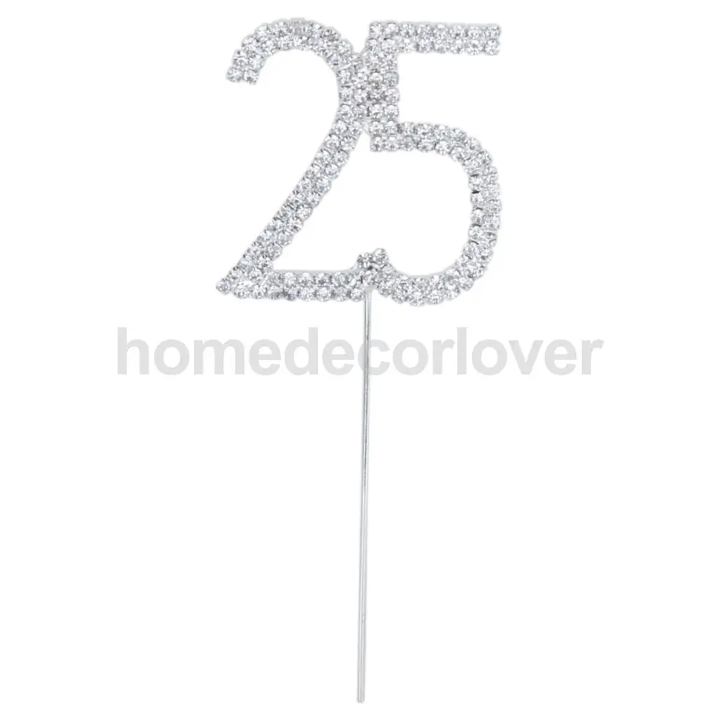 С украшениями в виде серебристых кристаллов со стразами 25th дня рождения свадьбы