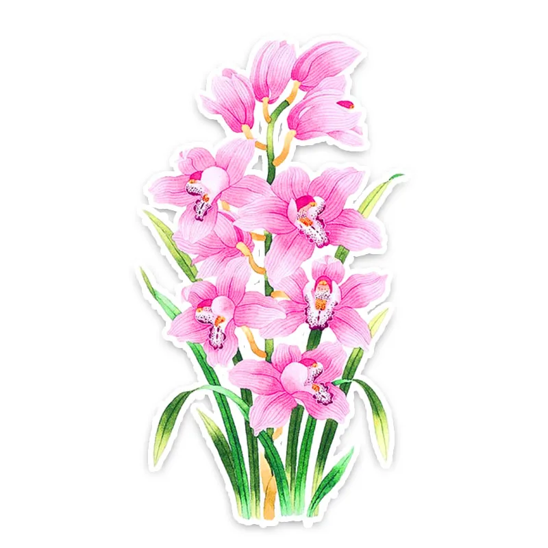 YJZT 8*14.5CM Coolest Orchid Flowers Decor Car Stickers High Quality Personalized 11A0886 |